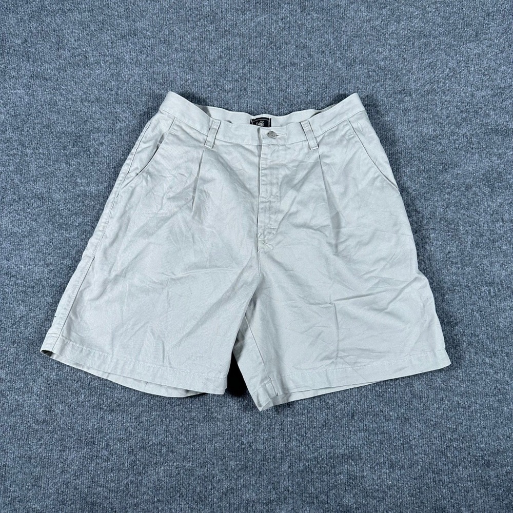 Lee Shorts Womens Size 12 M Beige Pleated Chino Casual Cotton Twill Khaki